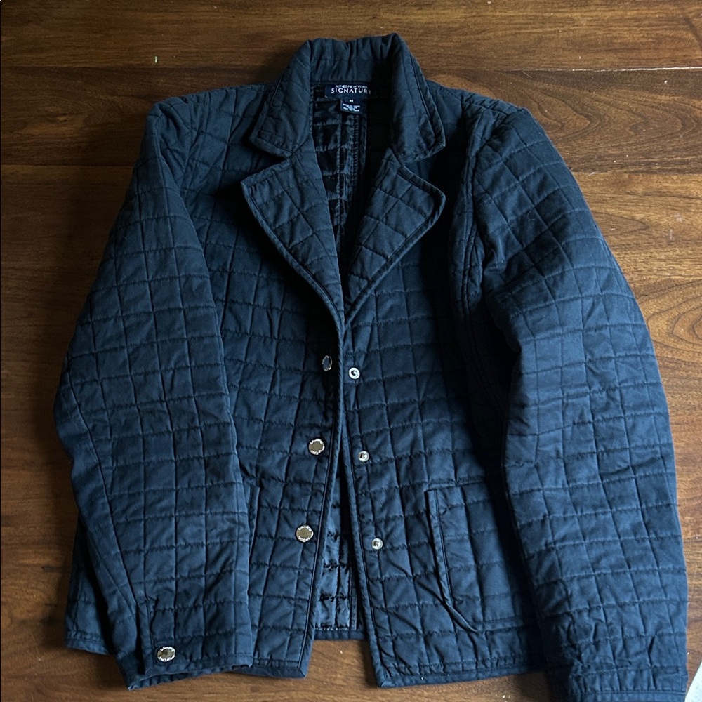 Jones New York Black Quilted Jacket